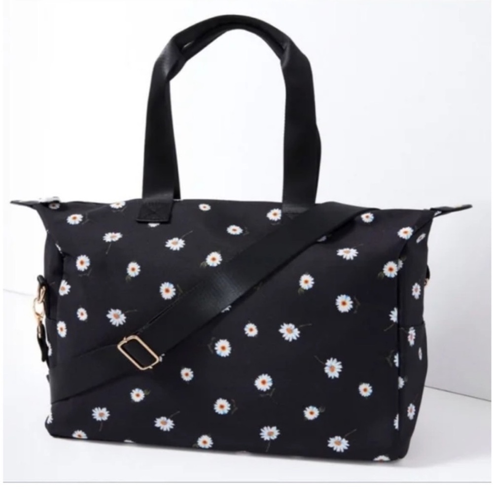 NWT: Alice + Olivia Black Floral Travel Bag + Matching Bucket Hat
